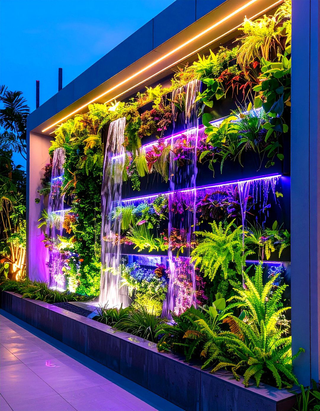 Vertical Garden Wall Water Feature with Living Plants - 20 Water Feature Ideas