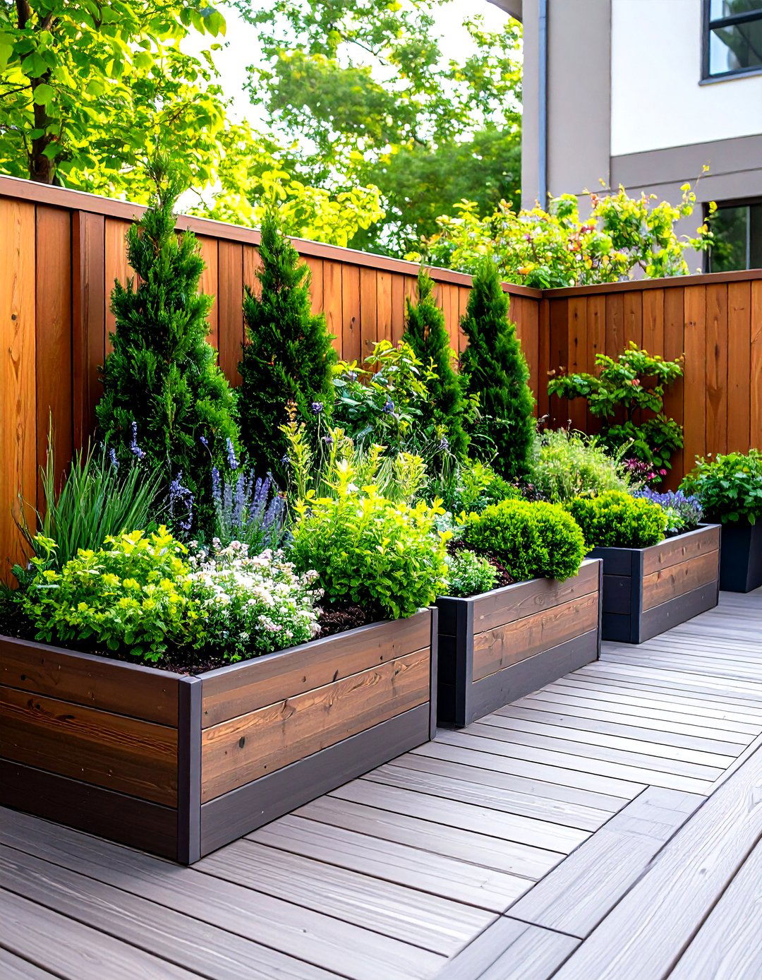 Vertical Garden and Planter Boxes as Natural Barrier - 20 Deck With Privacy Wall