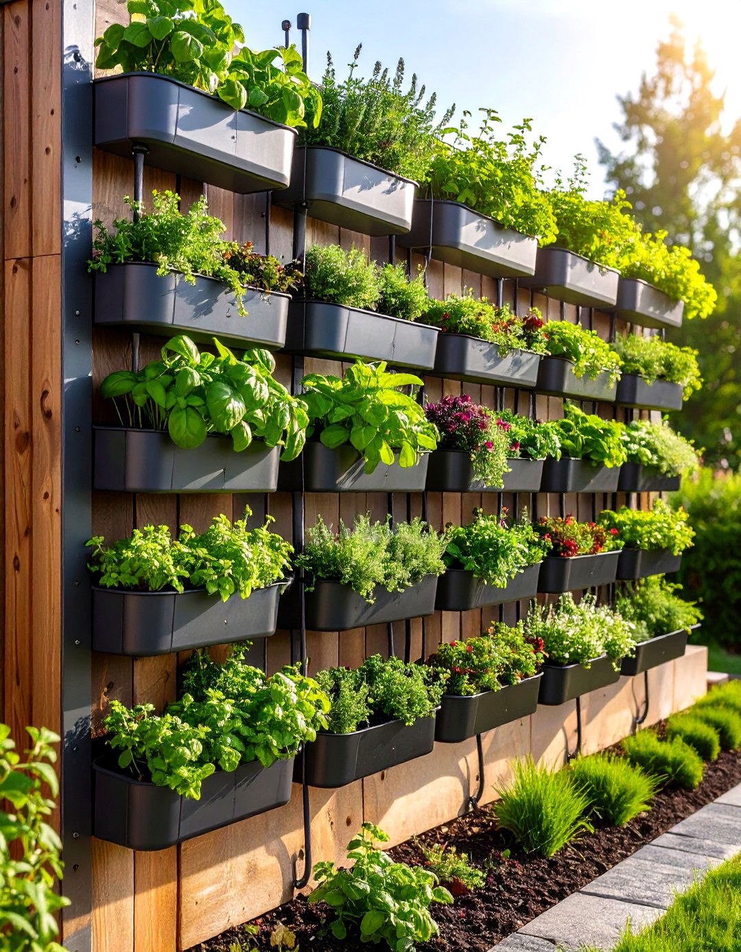 Vertical Herb Wall Extends Terraced Garden Flavor - 20 Hillside Terraced Garden Ideas