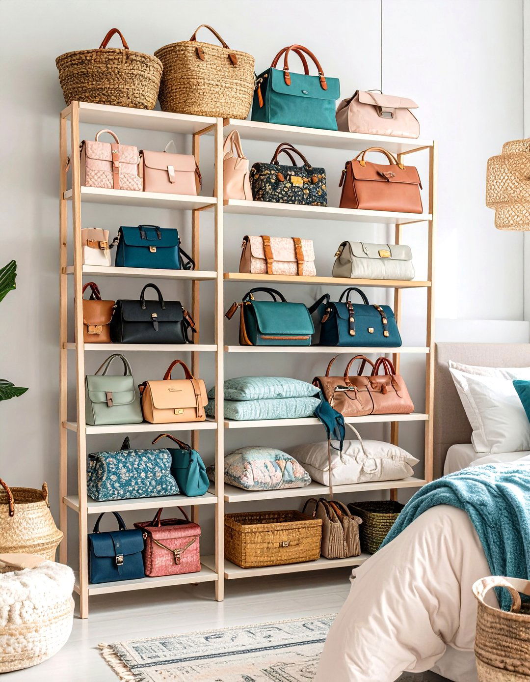 Vertical Ladder Purse Storage Display - 20 Purse Storage Ideas