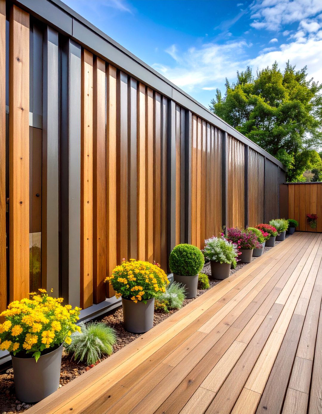 Vertical Metal Panel Deck Railing - 20 Deck Railing Ideas
