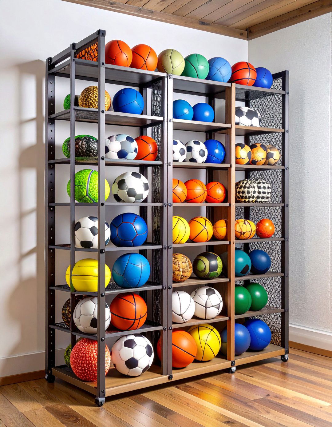 Vertical Outdoor Toy Storage Ball Rack - 20 Outdoor Toy Storage Ideas