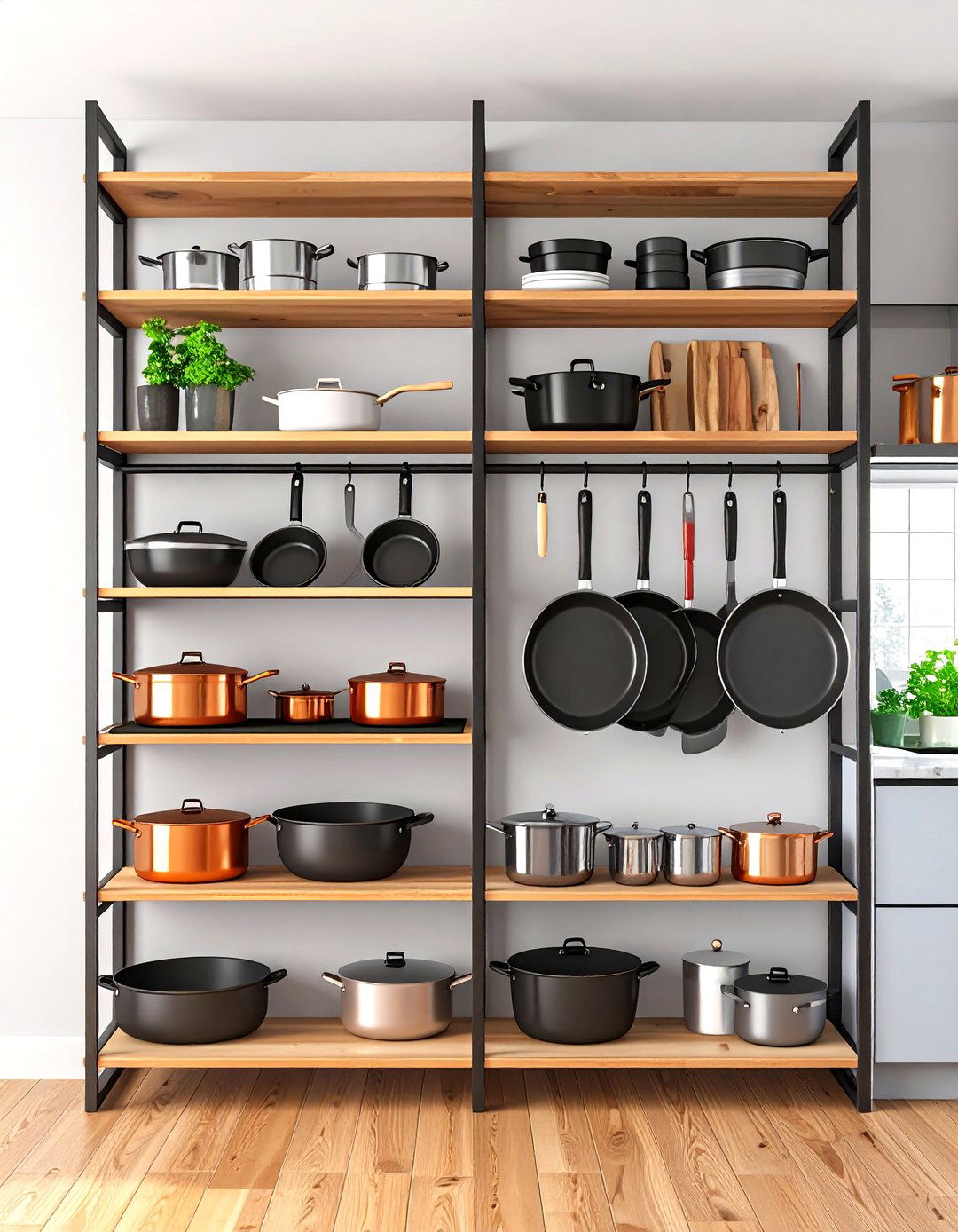 Vertical Pots and Pans Storage Rack System - 20 Pots and Pans Storage Ideas
