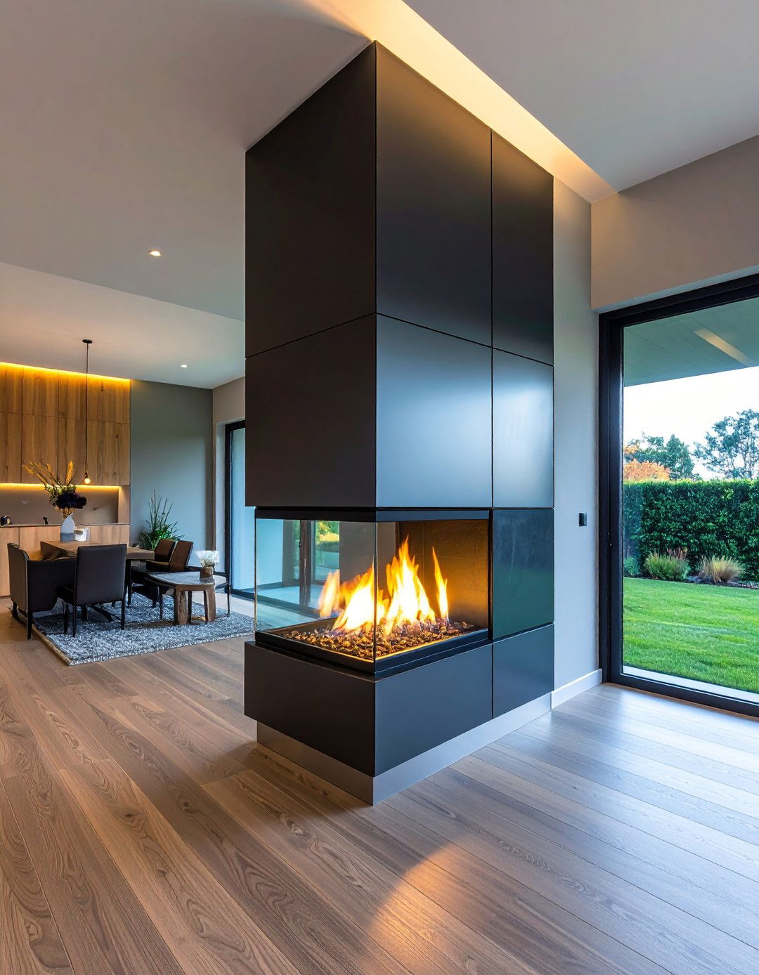 Vertical Ribbon Gas Fireplace - 20 Gas Fireplace Ideas