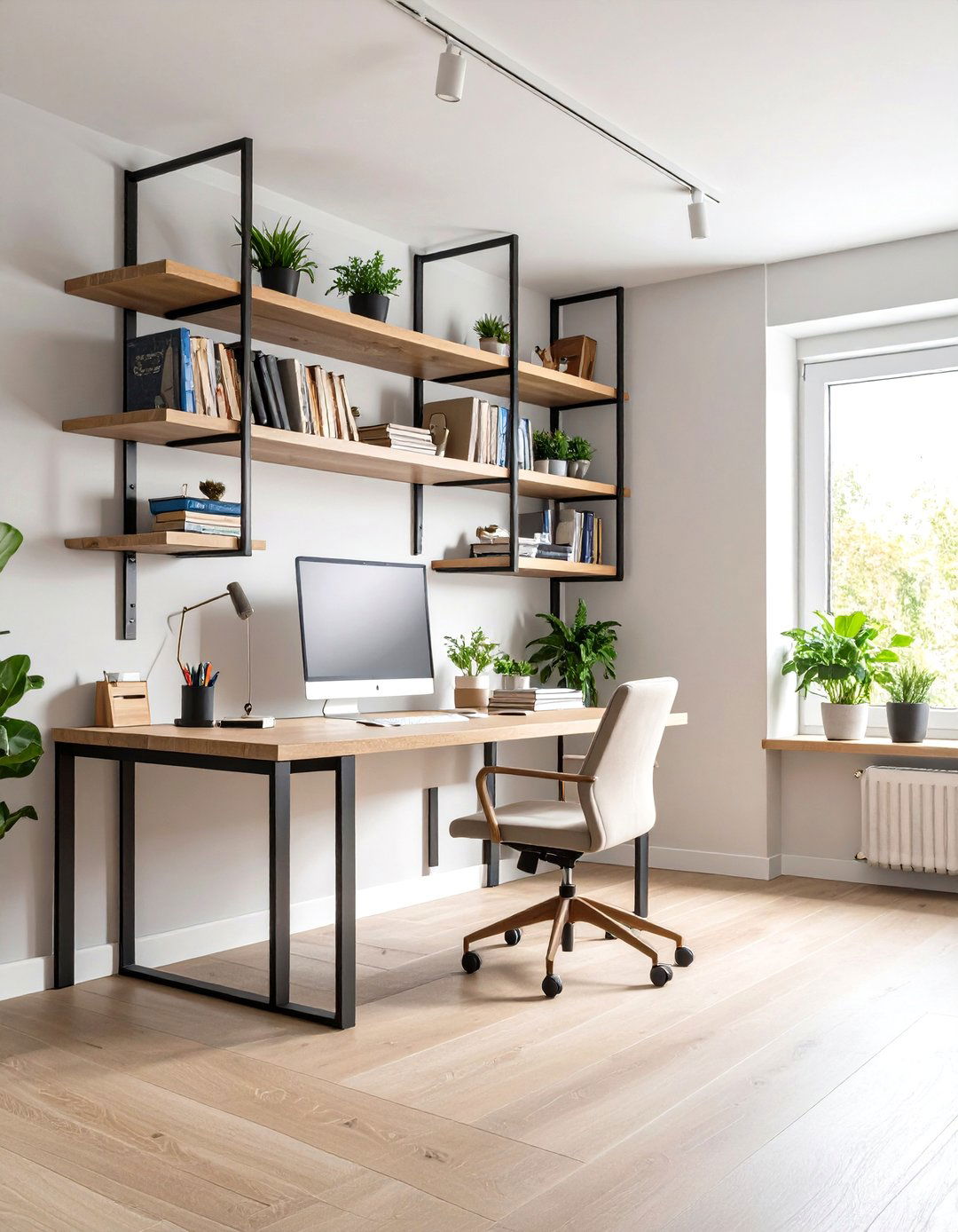 Vertical Shelving and Overhead Storage Solutions - 20 Home Office Decor Ideas