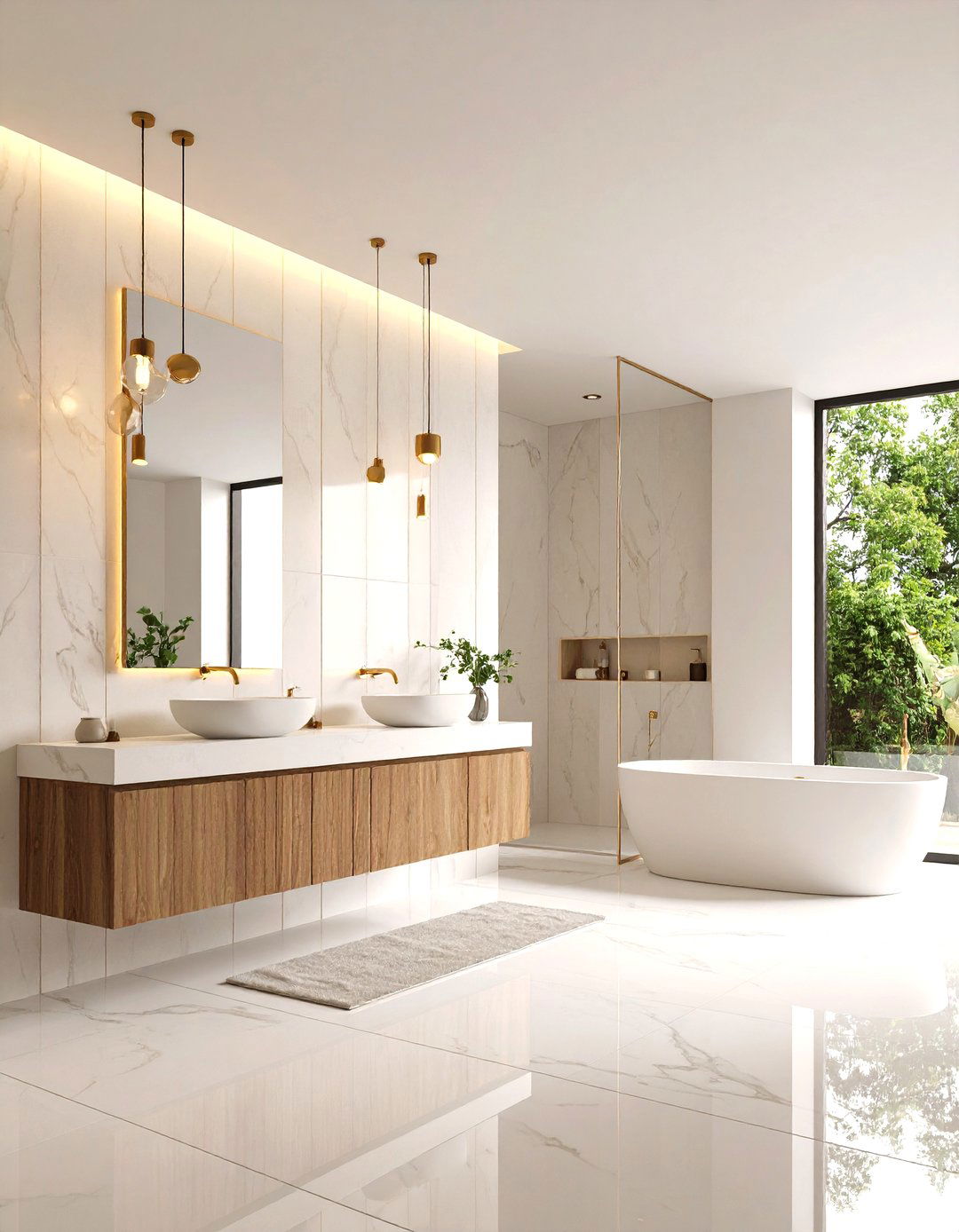 Vertical Stack Half Wall Tile Elevates Low Ceilings - 20 Half-wall Tile Bathroom Ideas