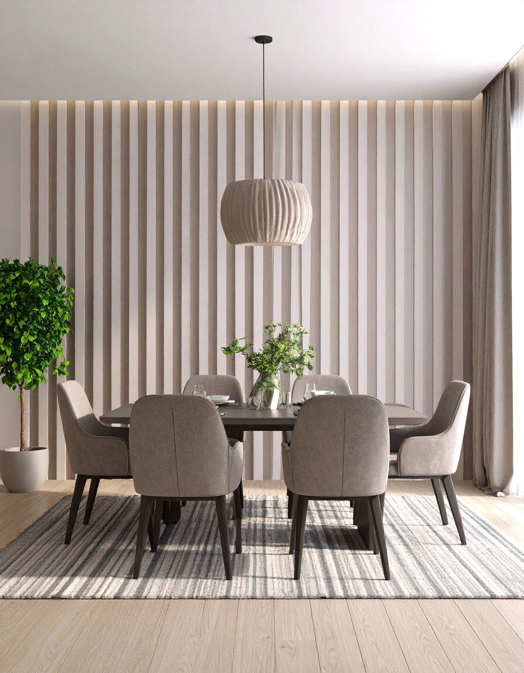 Vertical Stripe Paint Band Accent Wall - 20 Dining Room Accent Wall Ideas