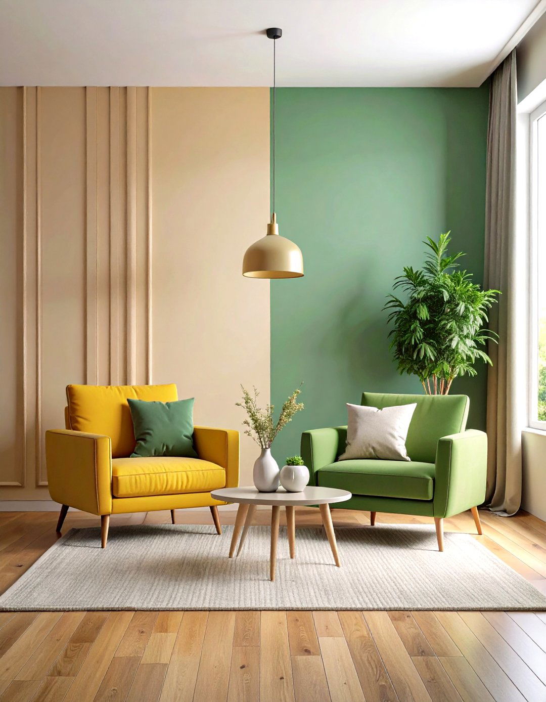 Vertical Two Tone Division - 20 Two Tone Wall Paint Ideas