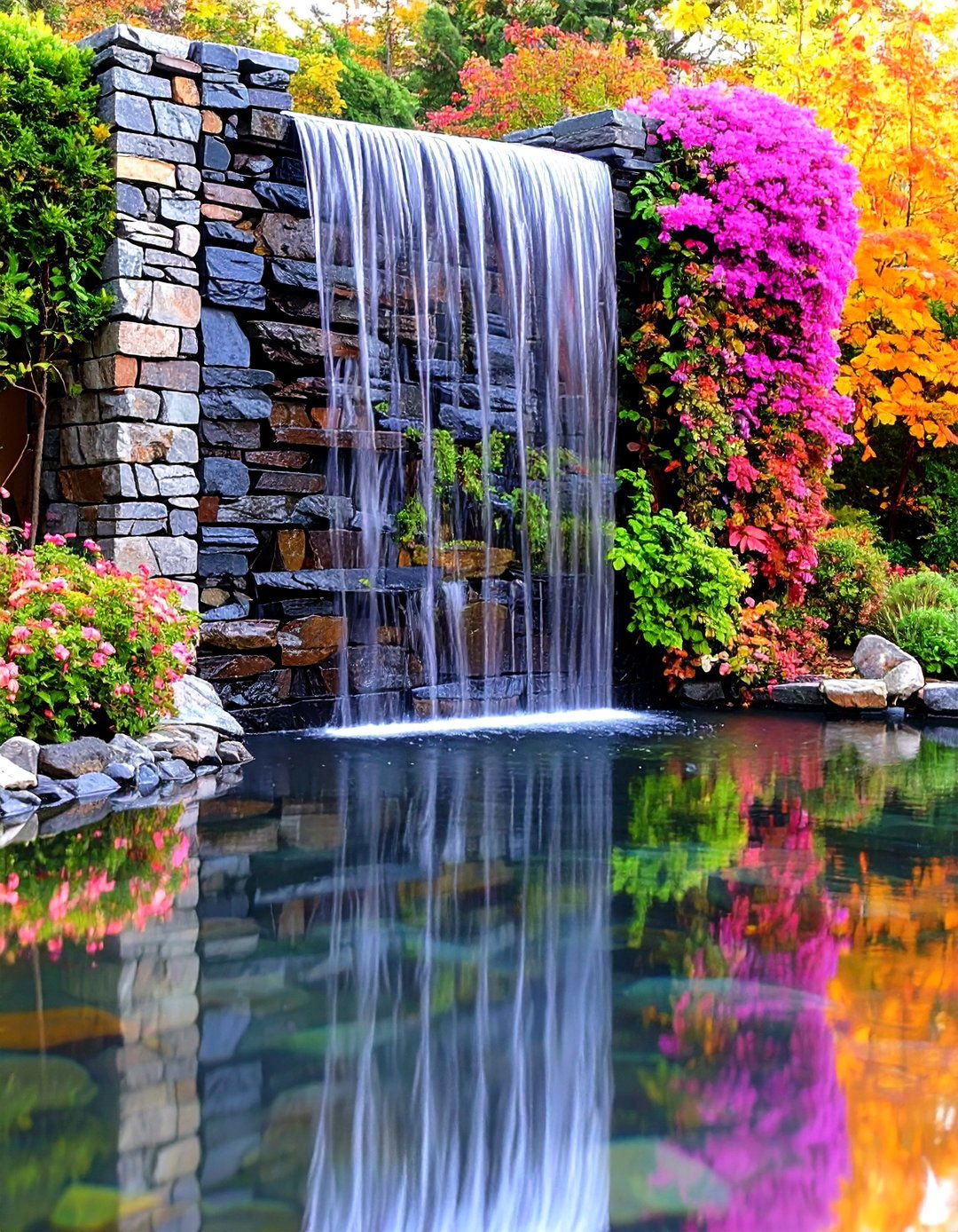Vertical Wall Mirror Water Feature - 20 Small Garden Reflecting Pool Ideas
