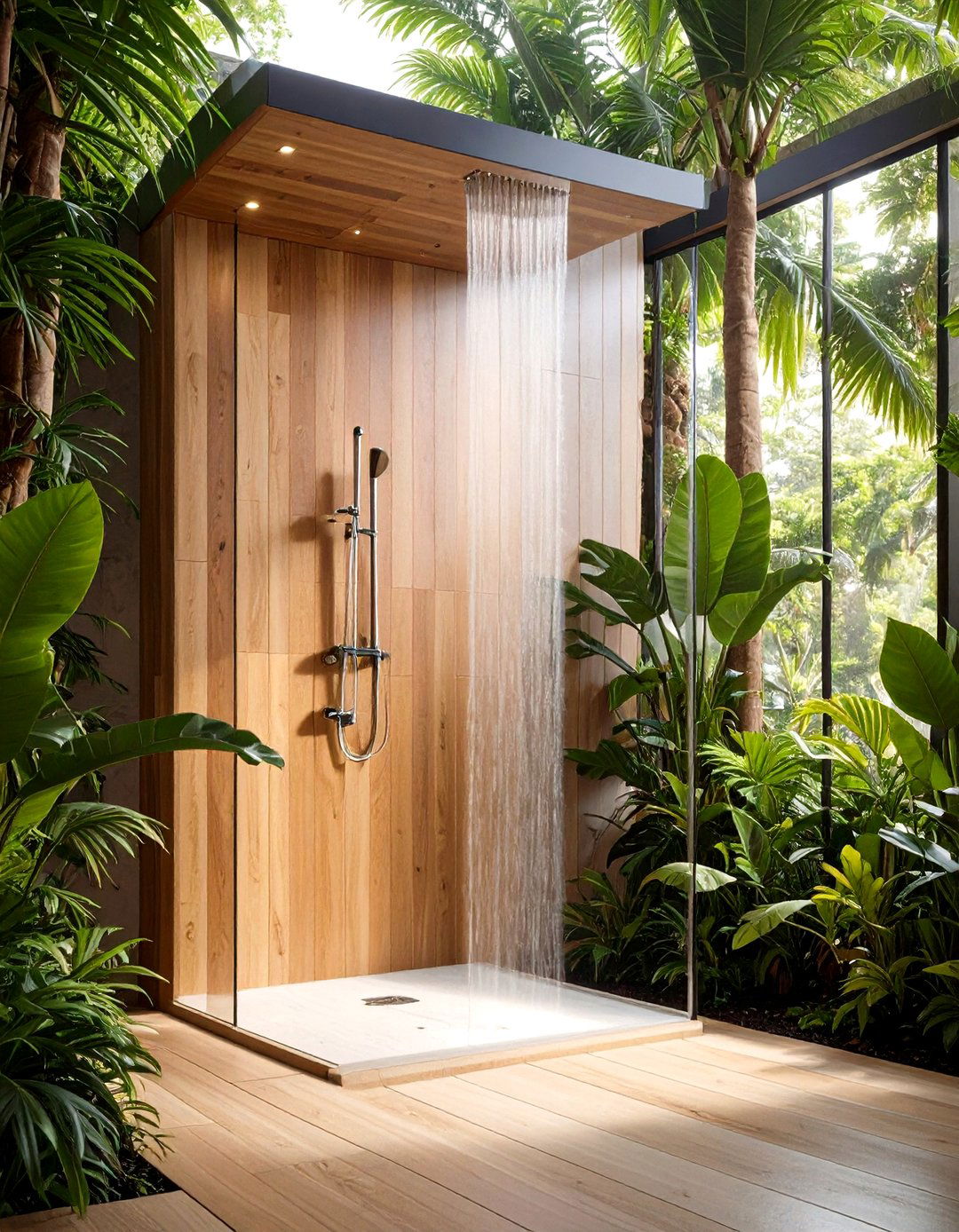 Vertical Wood Look Planks - 20 Shower Surround Ideas
