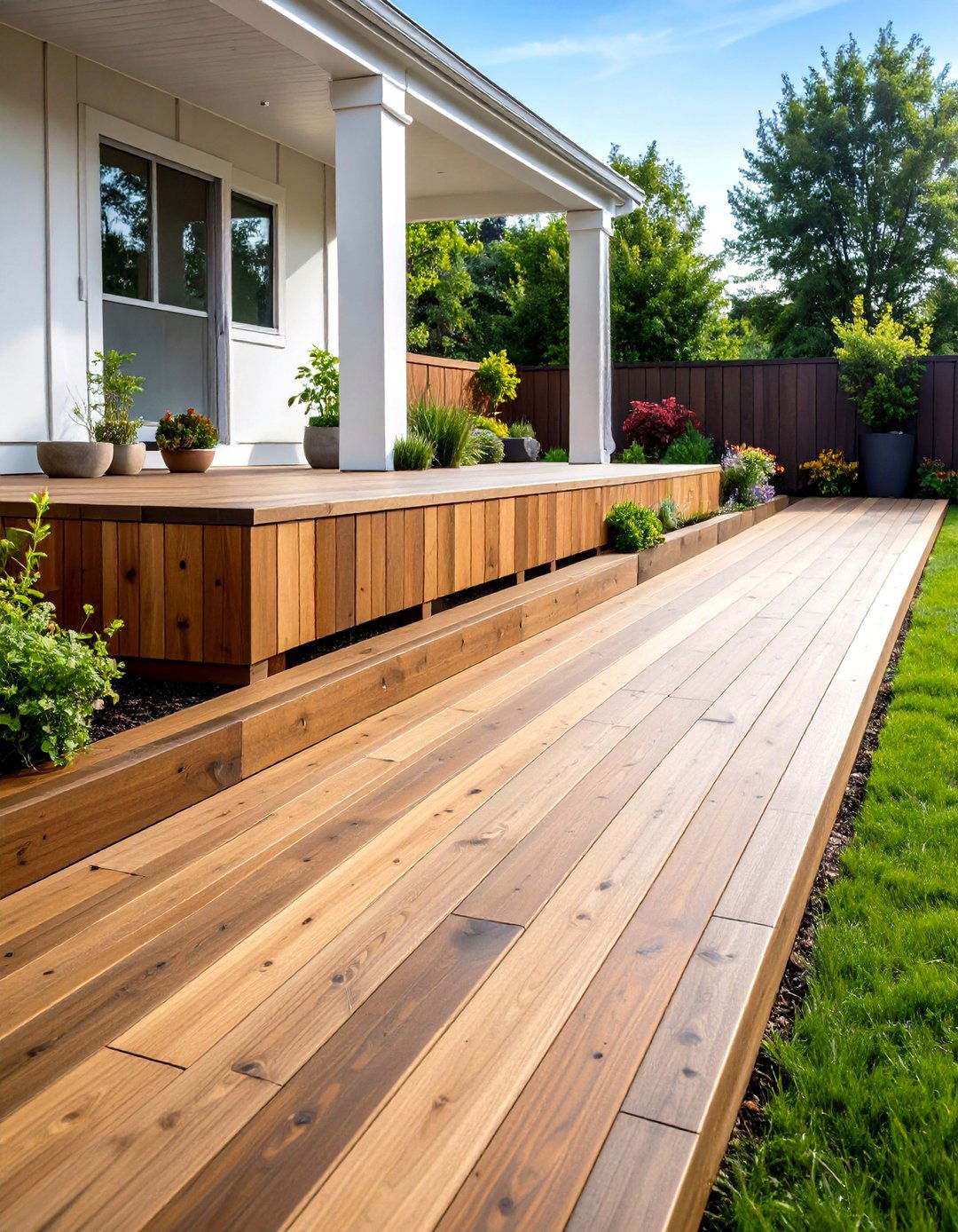 Vertical Wood Slat Deck Skirting - 20 Deck Skirting Ideas