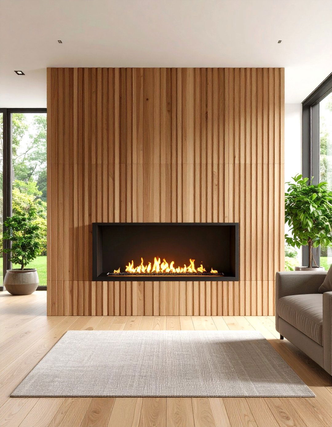 Vertical Wood Slat Feature Wall - 20 Fireplace Accent Wall Ideas