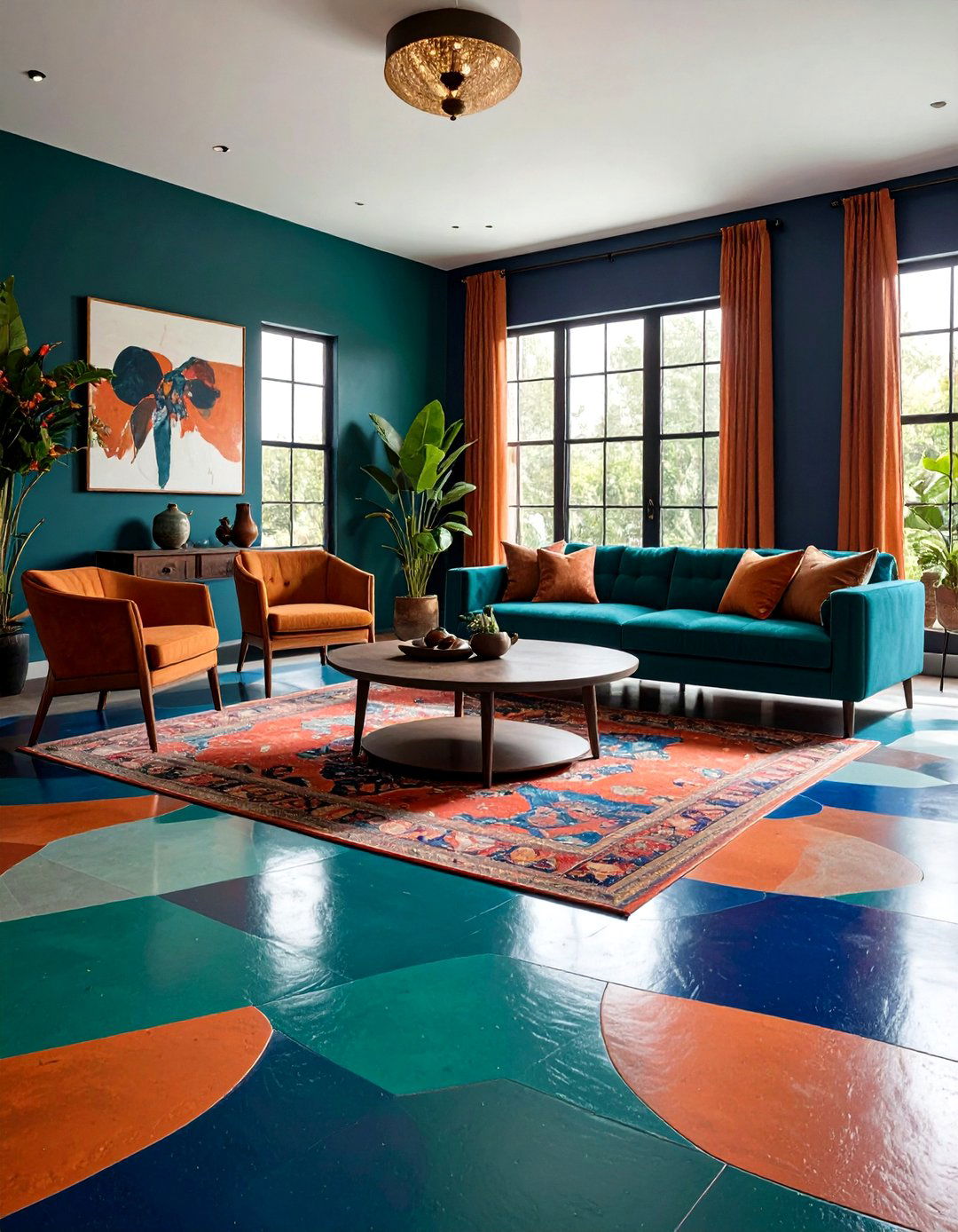 Vibrant Color Burst Epoxy Floor - 20 Epoxy Floor Designs