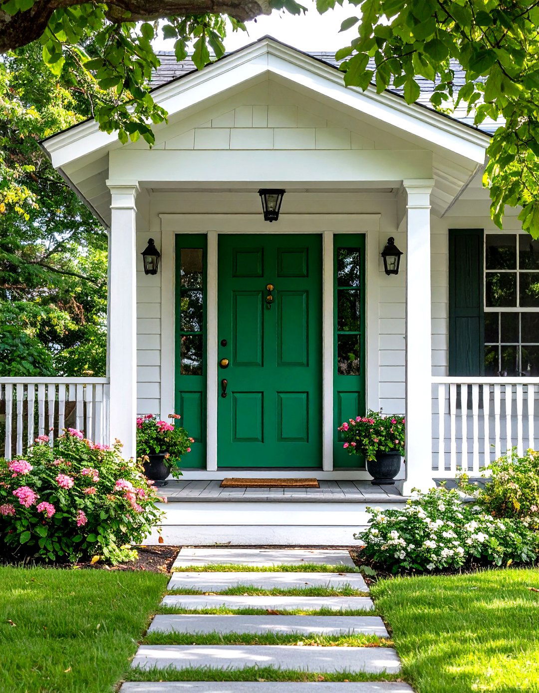 Vibrant Emerald Green Front Door for Growth - 20 Front Door Color Ideas