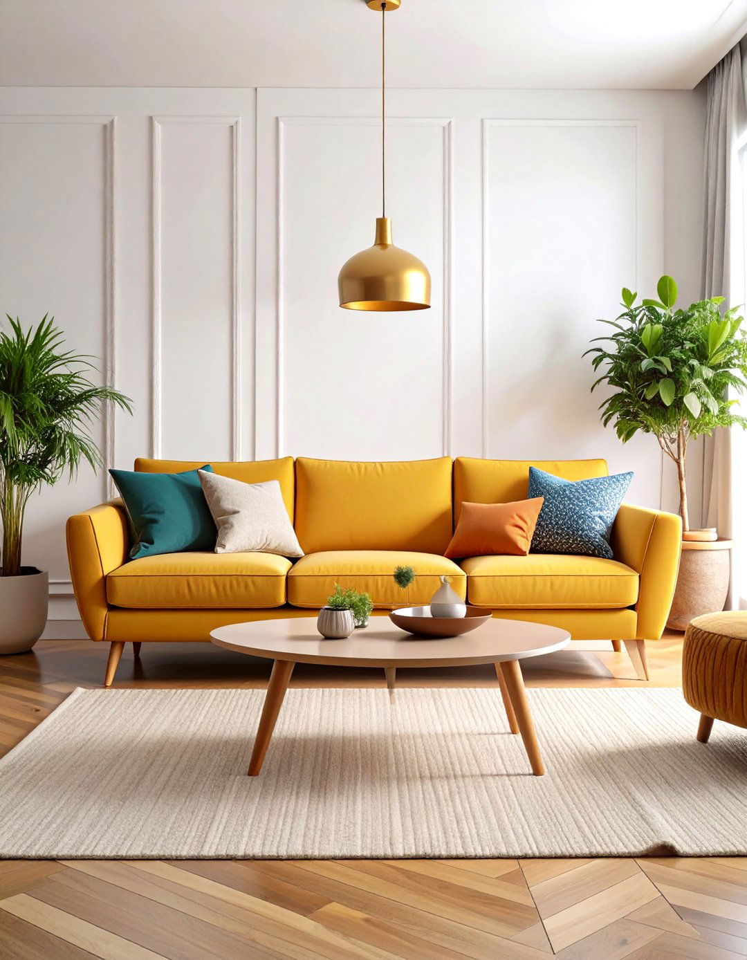 Vibrant Mustard Yellow Mid Century Modern Living Room - 20 Mid-Century Modern Living Room Ideas