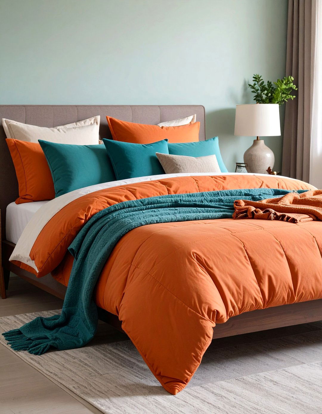 Vibrant Orange Bedding Combinations - 20 Teal and Orange Bedroom Ideas