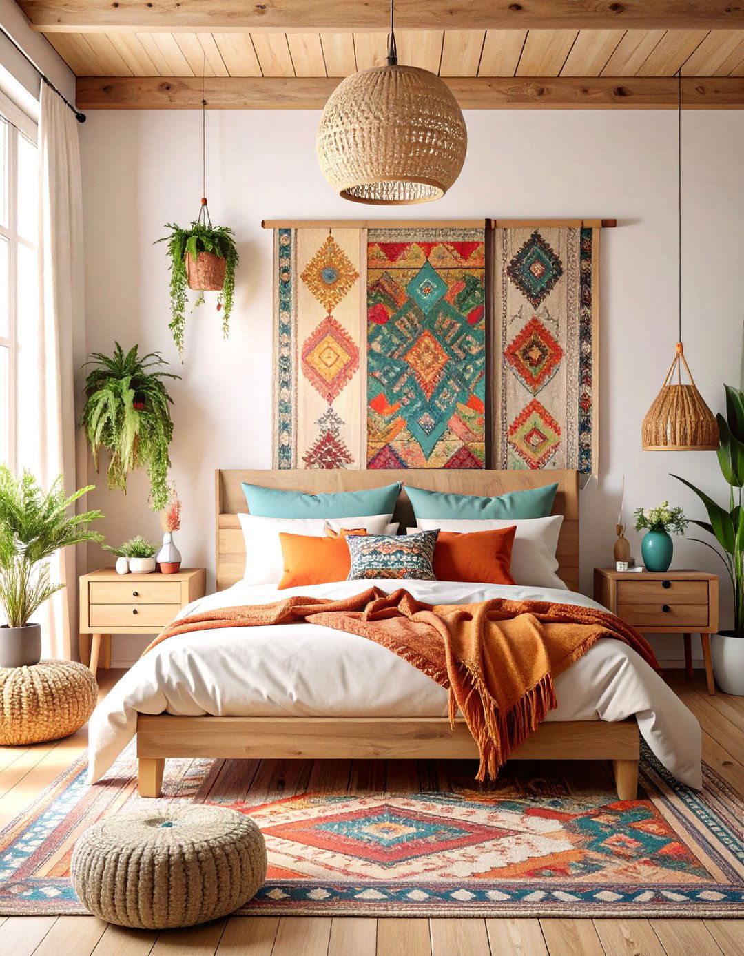 Vibrant Tapestry Boho Bedroom Wall Art - 20 Colorful Boho Bedroom Ideas