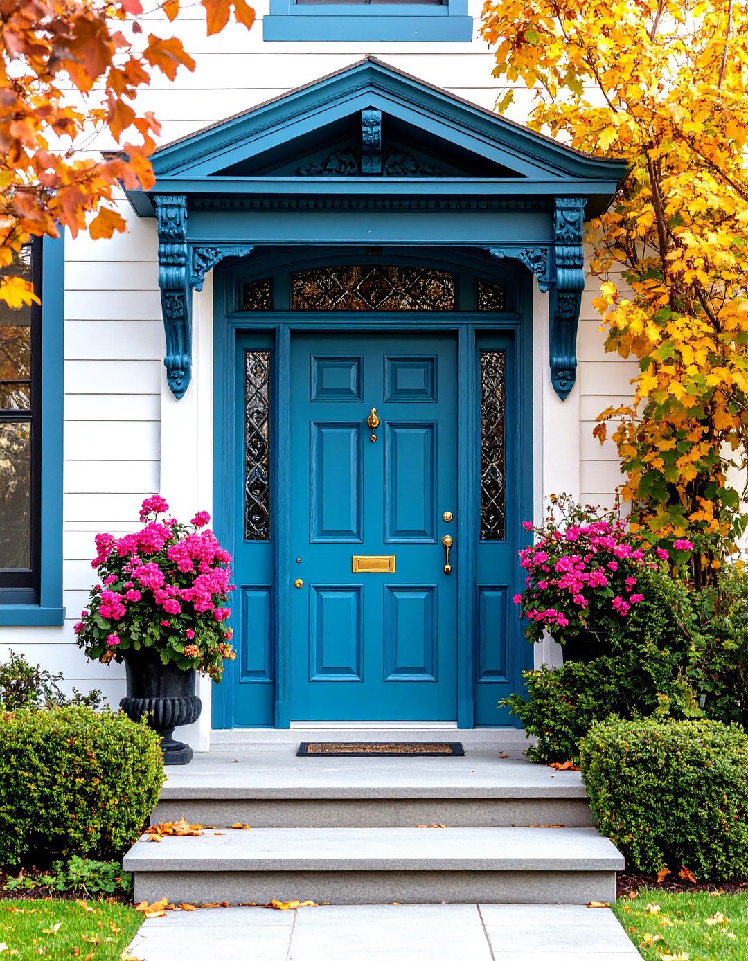 Victorian Charm with Dazzling Jewel Tone Turquoise - 20 Turquoise Front Door Ideas