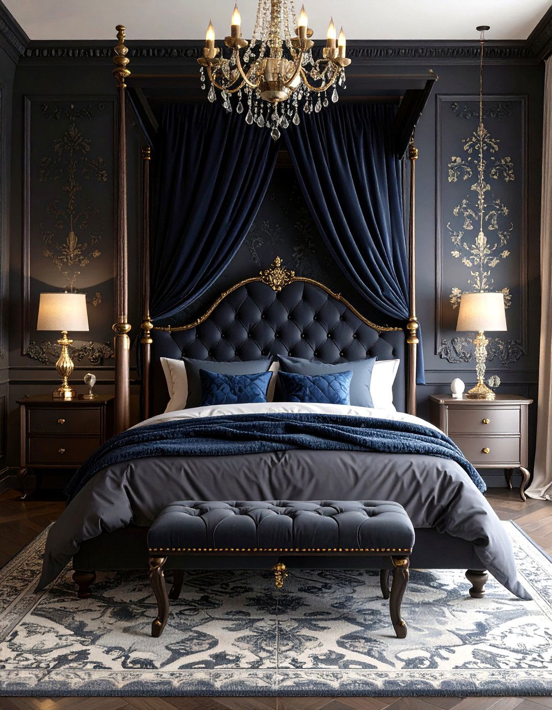 Victorian Damask Wallpaper for a Gothic Bedroom - 20 Gothic Bedroom Ideas