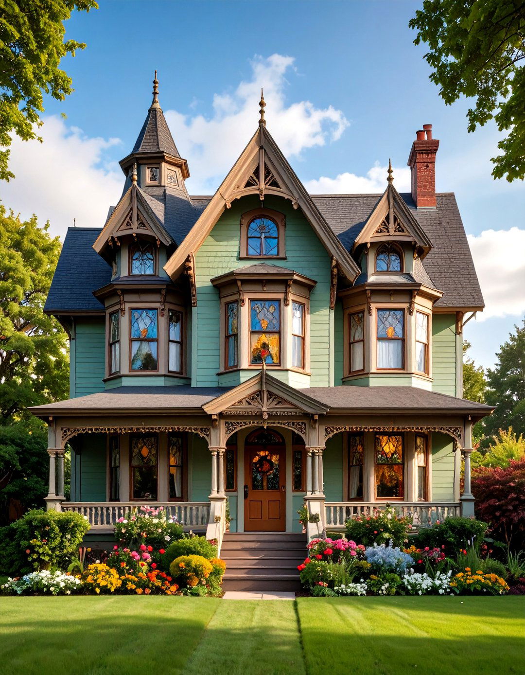 Victorian Elegance - 20 Sage Green House With Brown Trim Ideas