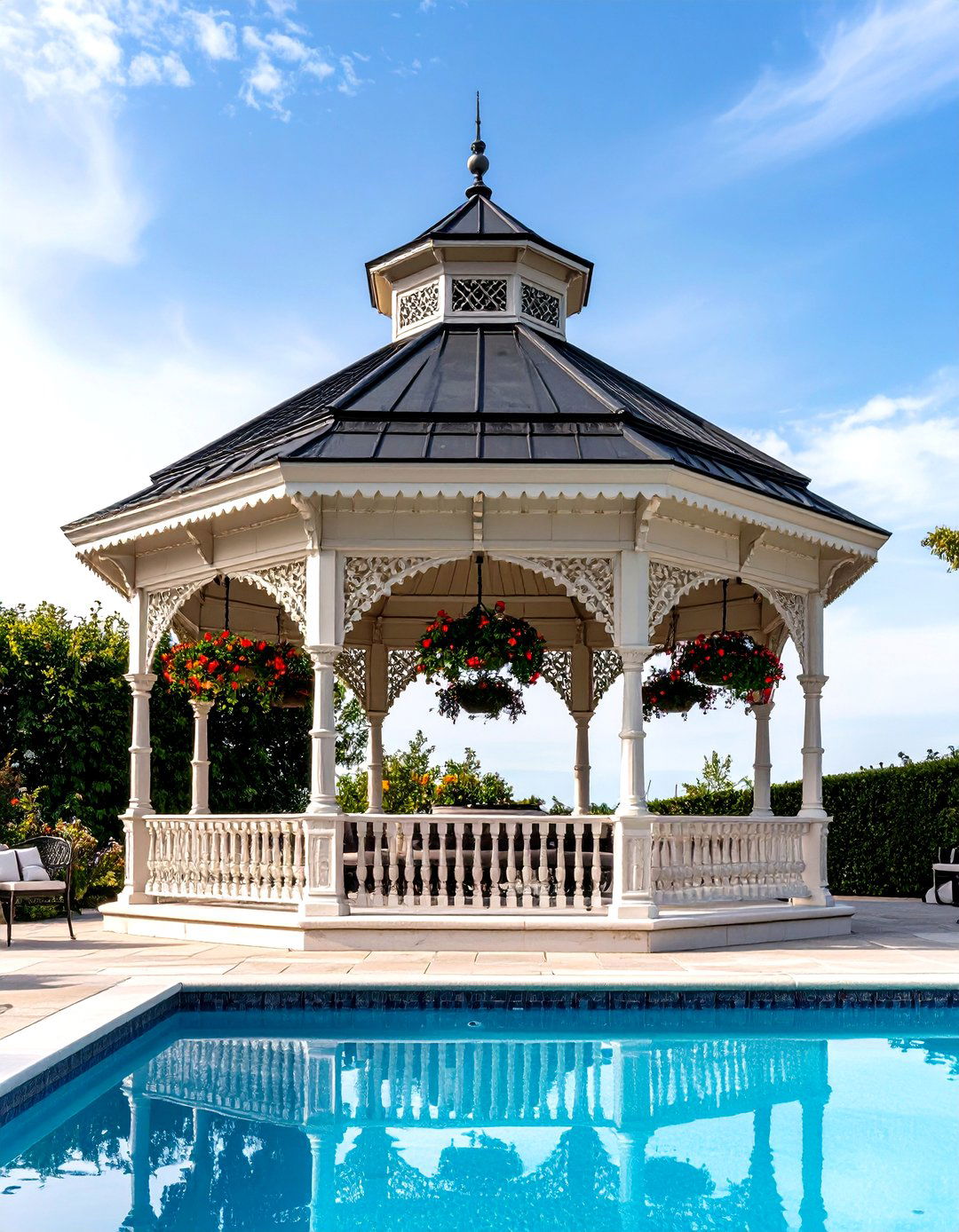 Victorian Elegance Pool Gazebo with Wrought Iron - 20 Pool Gazebo Ideas