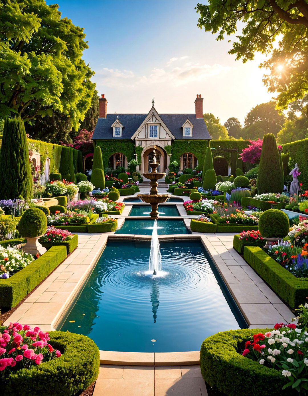 Victorian Formal Pond Landscaping with Period Appropriate Features - 20 Pond Landscaping Ideas