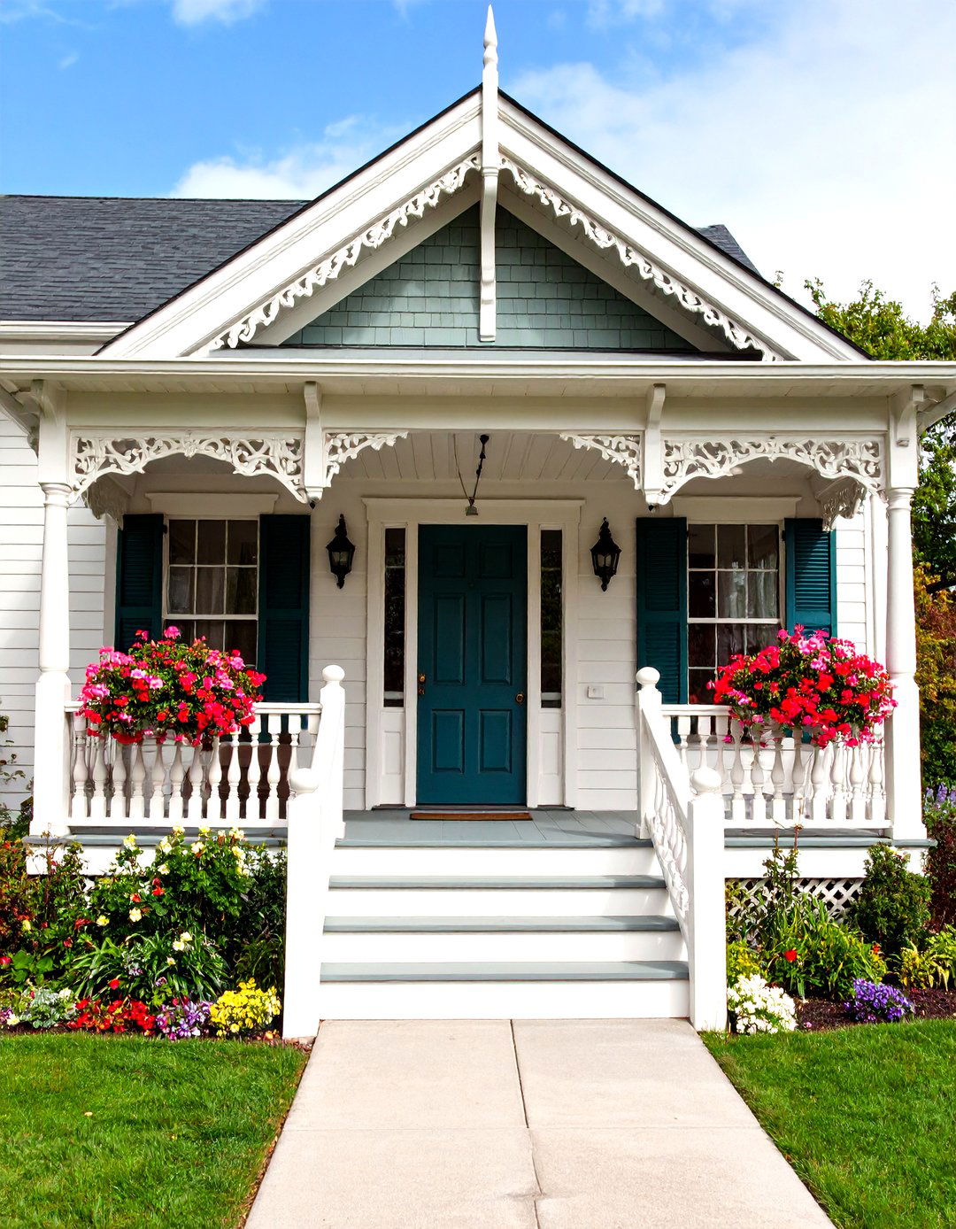 Victorian Inspired Open Gable Porch with Ornate Gingerbread Trim - 20 Open Gable Porch Ideas