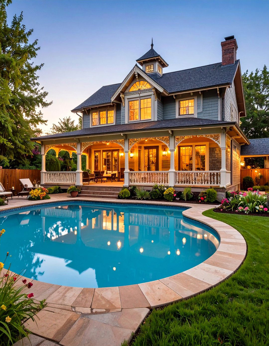 Victorian Inspired Pool House with Ornate Details - 20 Pool House Ideas