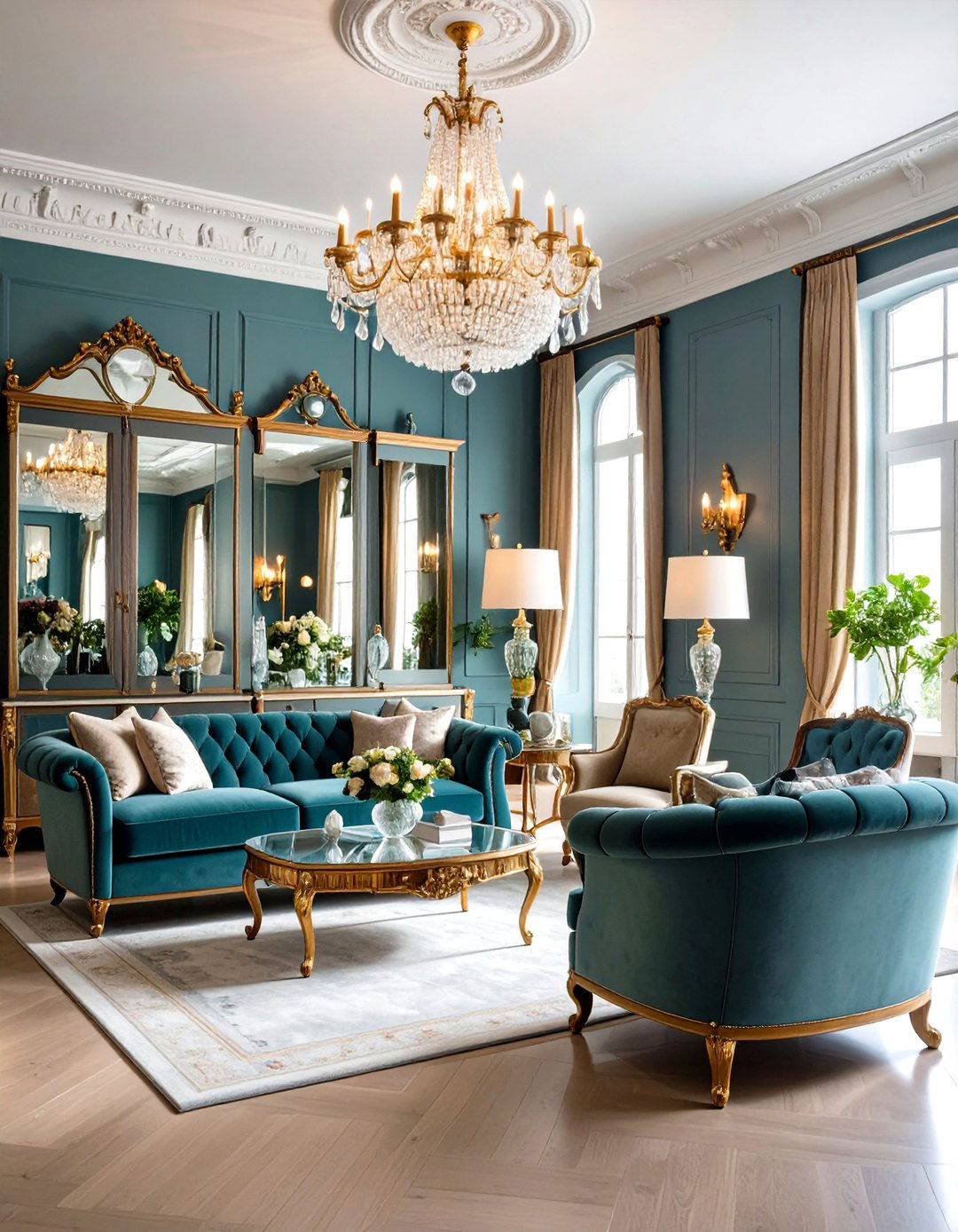 Victorian Living Room with Crystal Collection Display - 20 Victorian Living Room Ideas