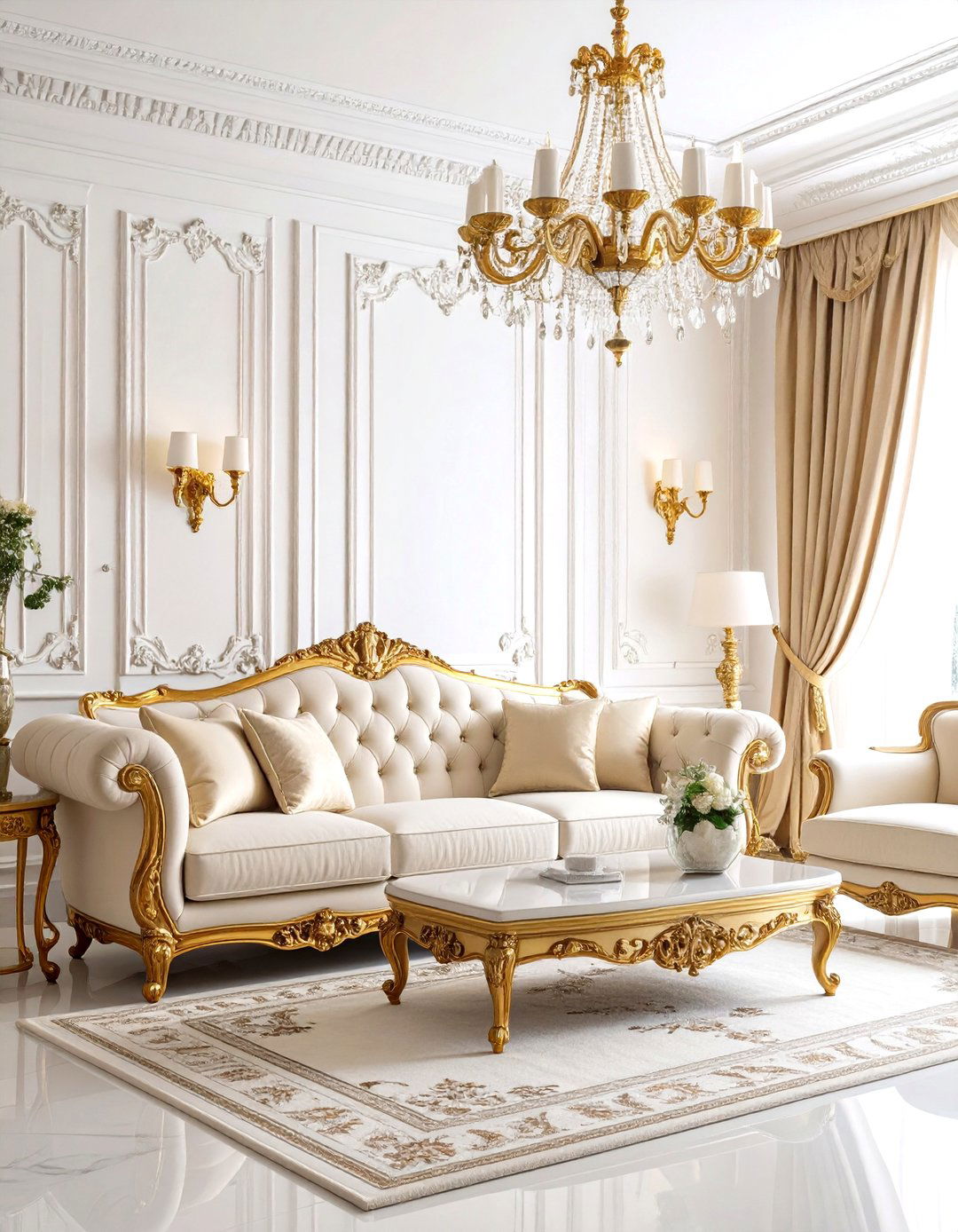 Victorian Living Room with Gilded Gold Accents - 20 Victorian Living Room Ideas