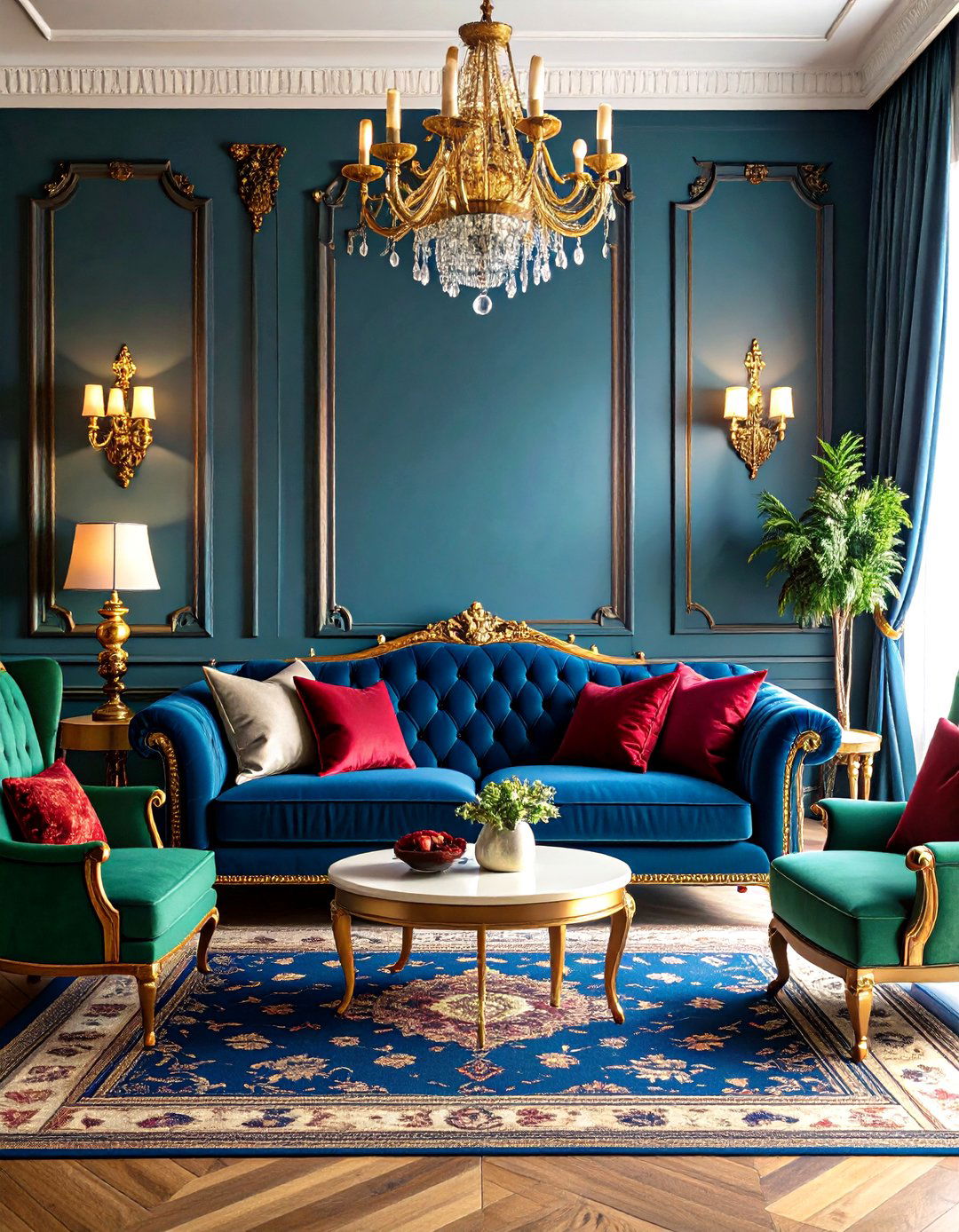 Victorian Living Room with Jewel Tone Richness - 20 Victorian Living Room Ideas