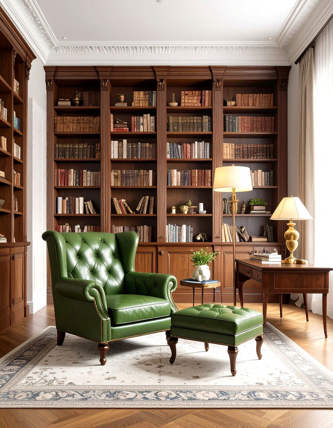 Victorian Living Room with Library Corner Integration - 20 Victorian Living Room Ideas