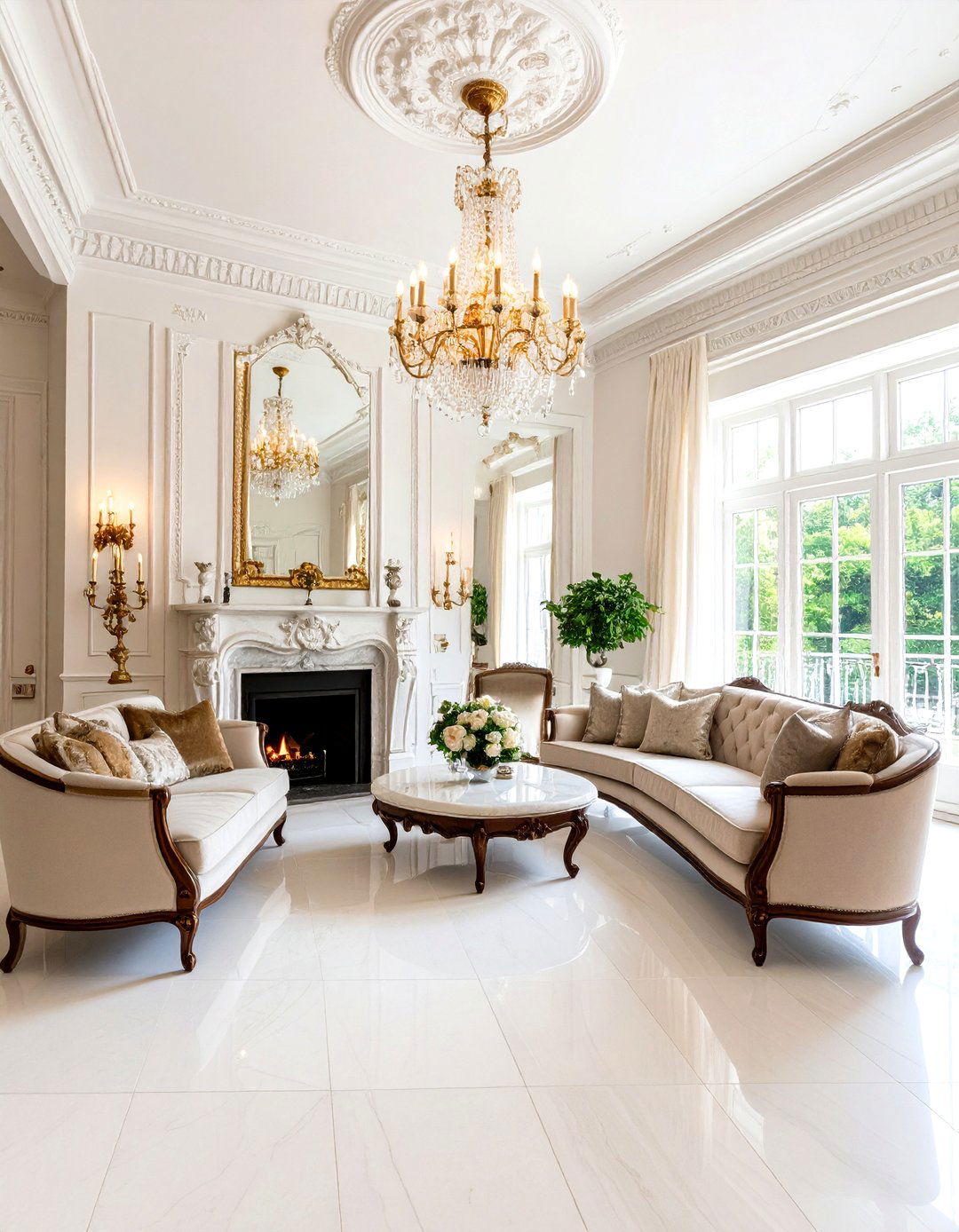 Victorian Living Room with Ornate Fireplace Focal Point - 20 Victorian Living Room Ideas