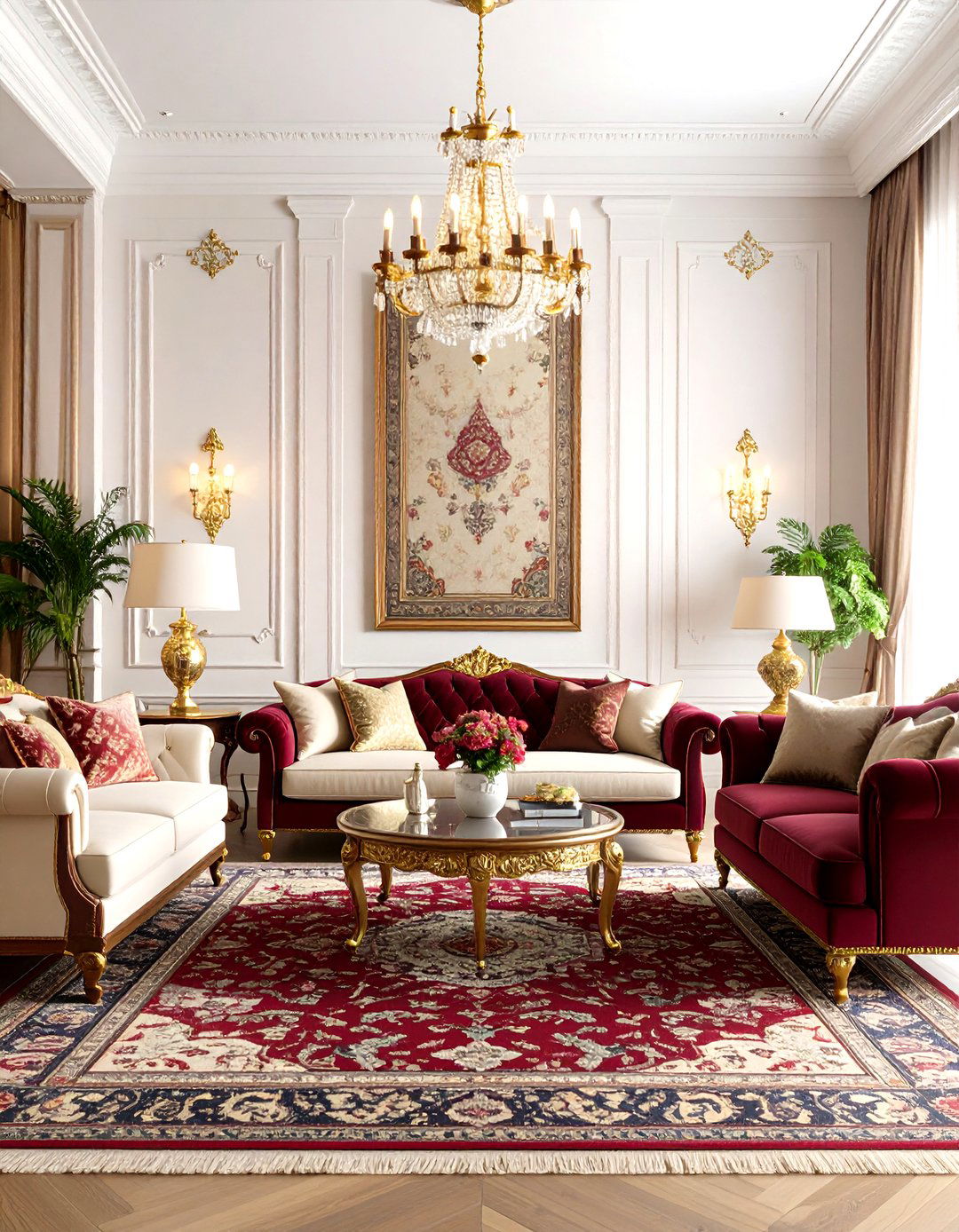 Victorian Living Room with Tapestry Wall Splendor - 20 Victorian Living Room Ideas