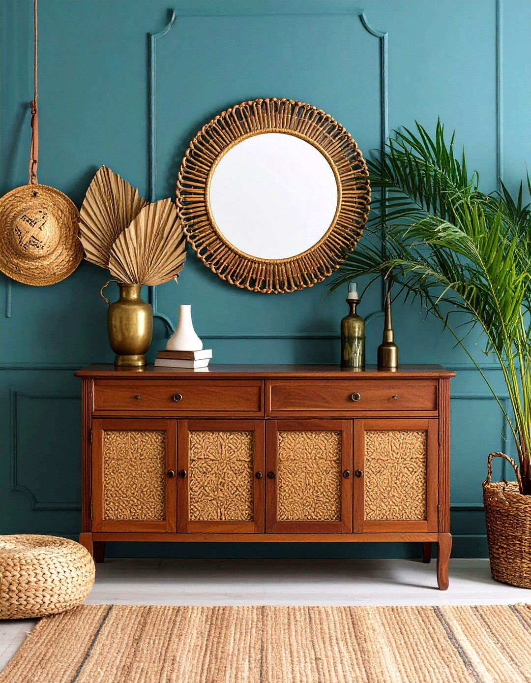 Victorian Mahogany Meets Rattan for Contrast - 20 Gothic Boho Decor Ideas