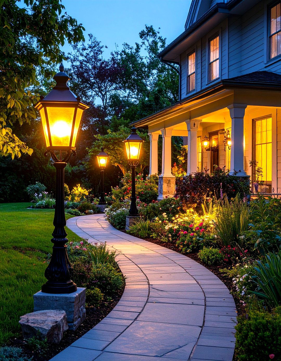 Victorian Style Gas Lamp Lighting - 20 Victorian Front Garden Ideas
