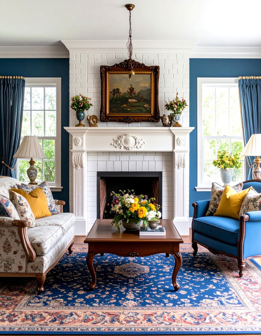Victorian White Brick Fireplace with Ornate Details - 20 White Brick Fireplace Ideas