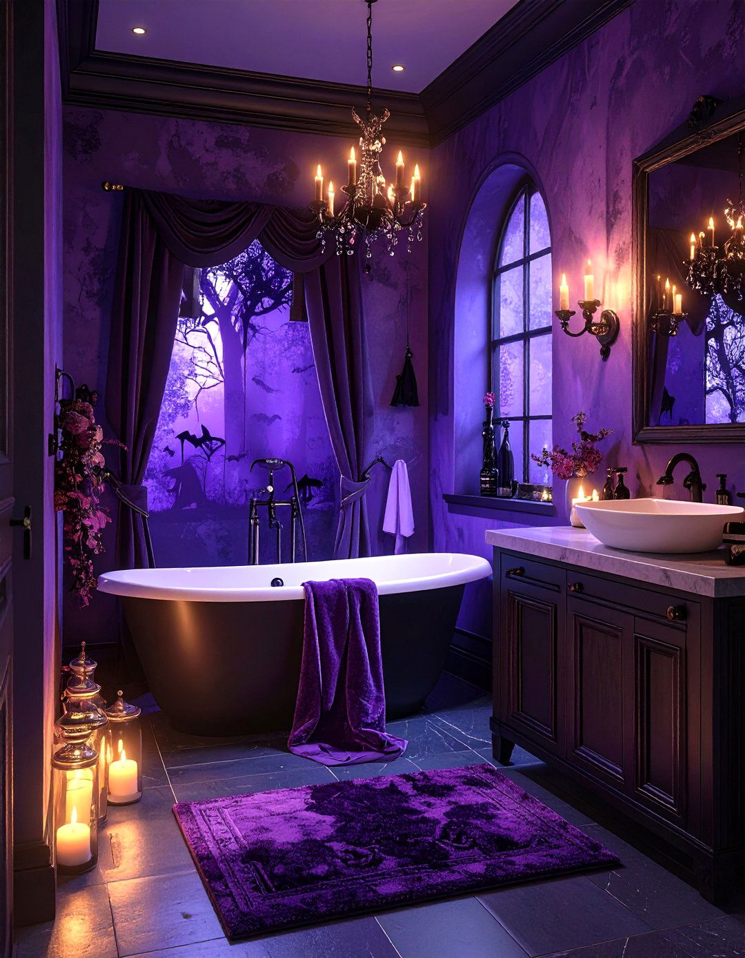 Villains Velvet Goth Disney Bathroom - 20 Disney Bathroom Ideas