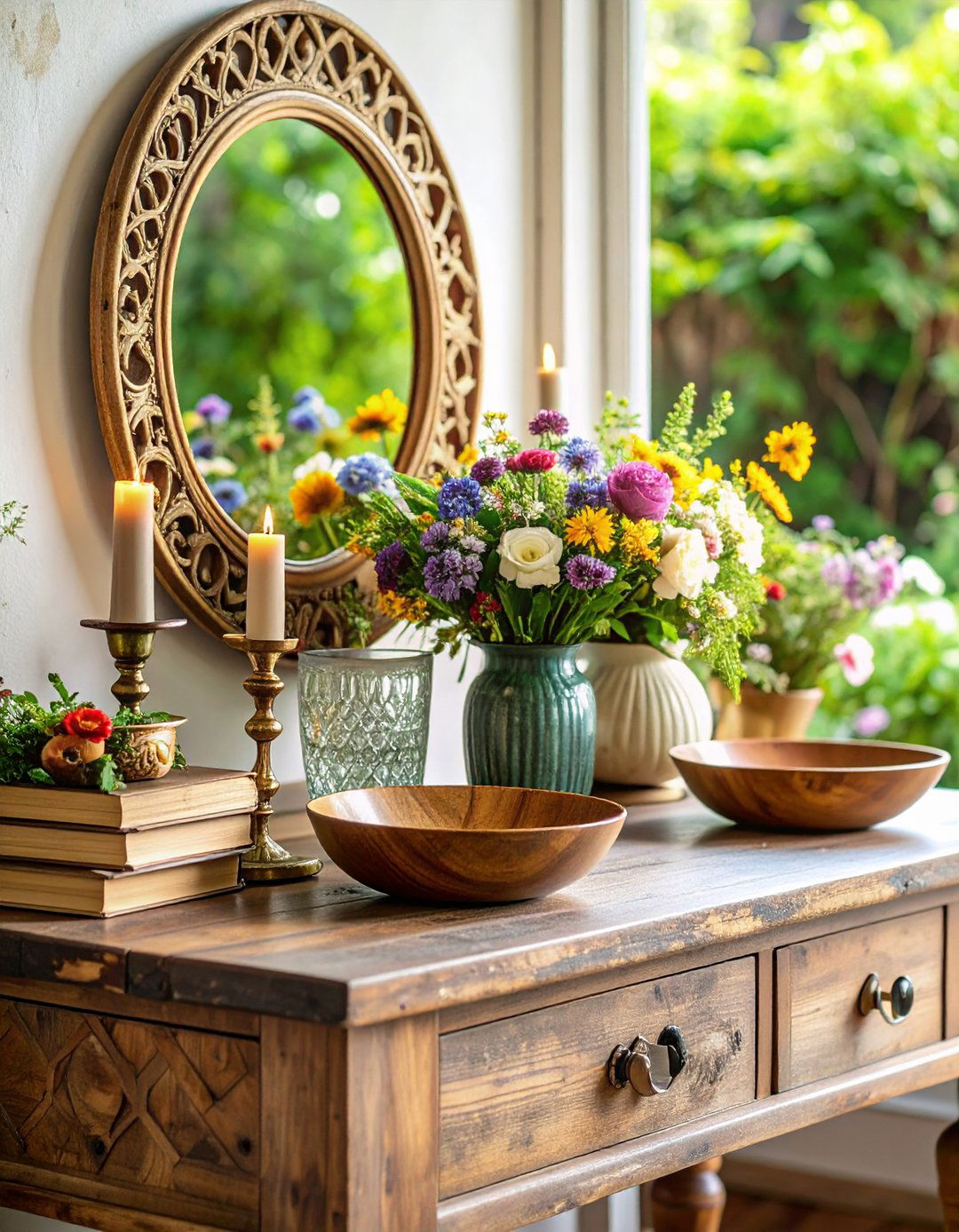 Vintage Antique Entryway Table Arrangement - 20 entryway table decor ideas