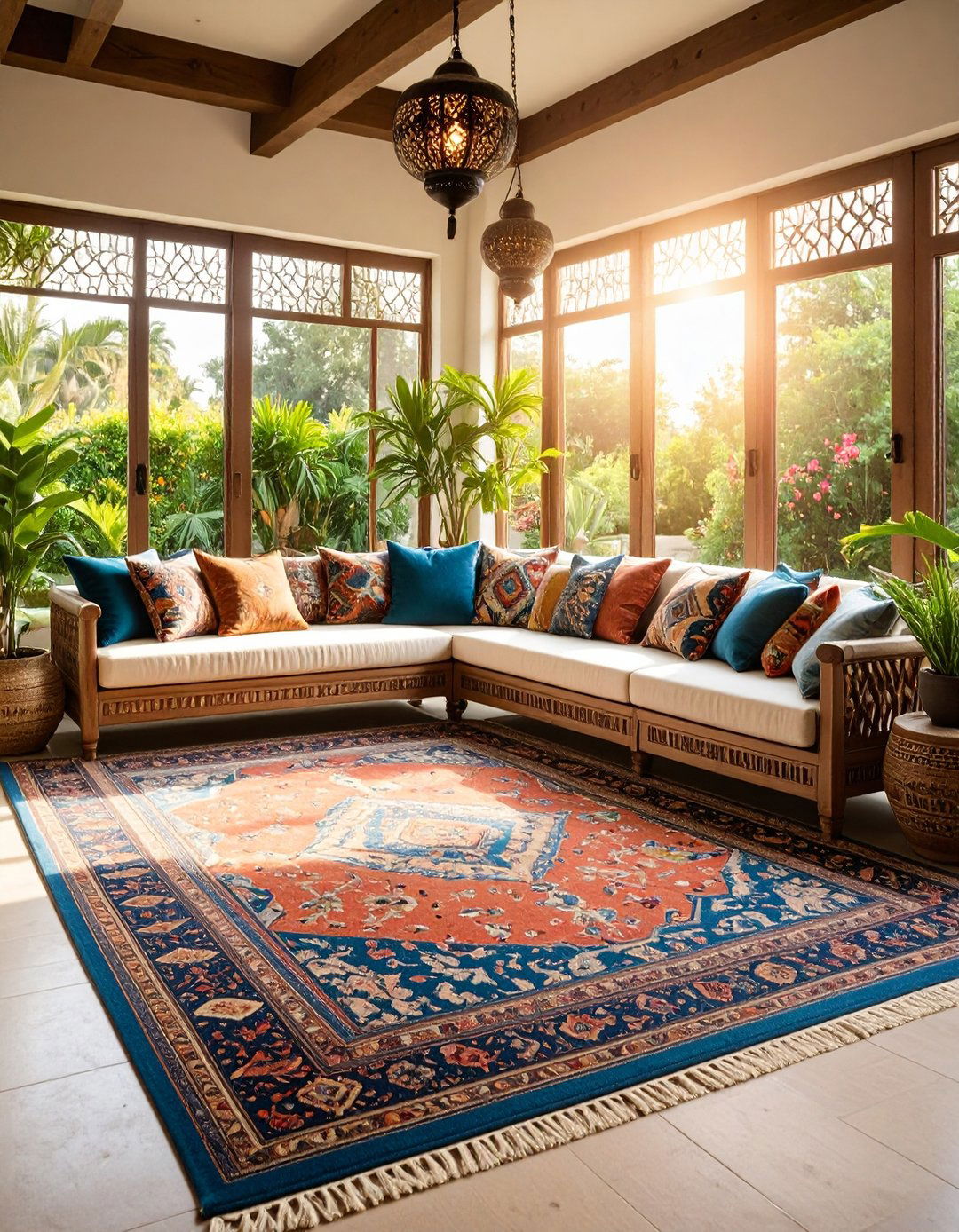 Vintage Area Rugs to Anchor Your Sunroom - 20 Rustic Sunroom Ideas