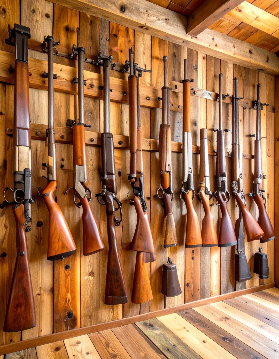 Vintage Barnwood Gun Wall Evoking Heritage - 20 Gun Wall Ideas