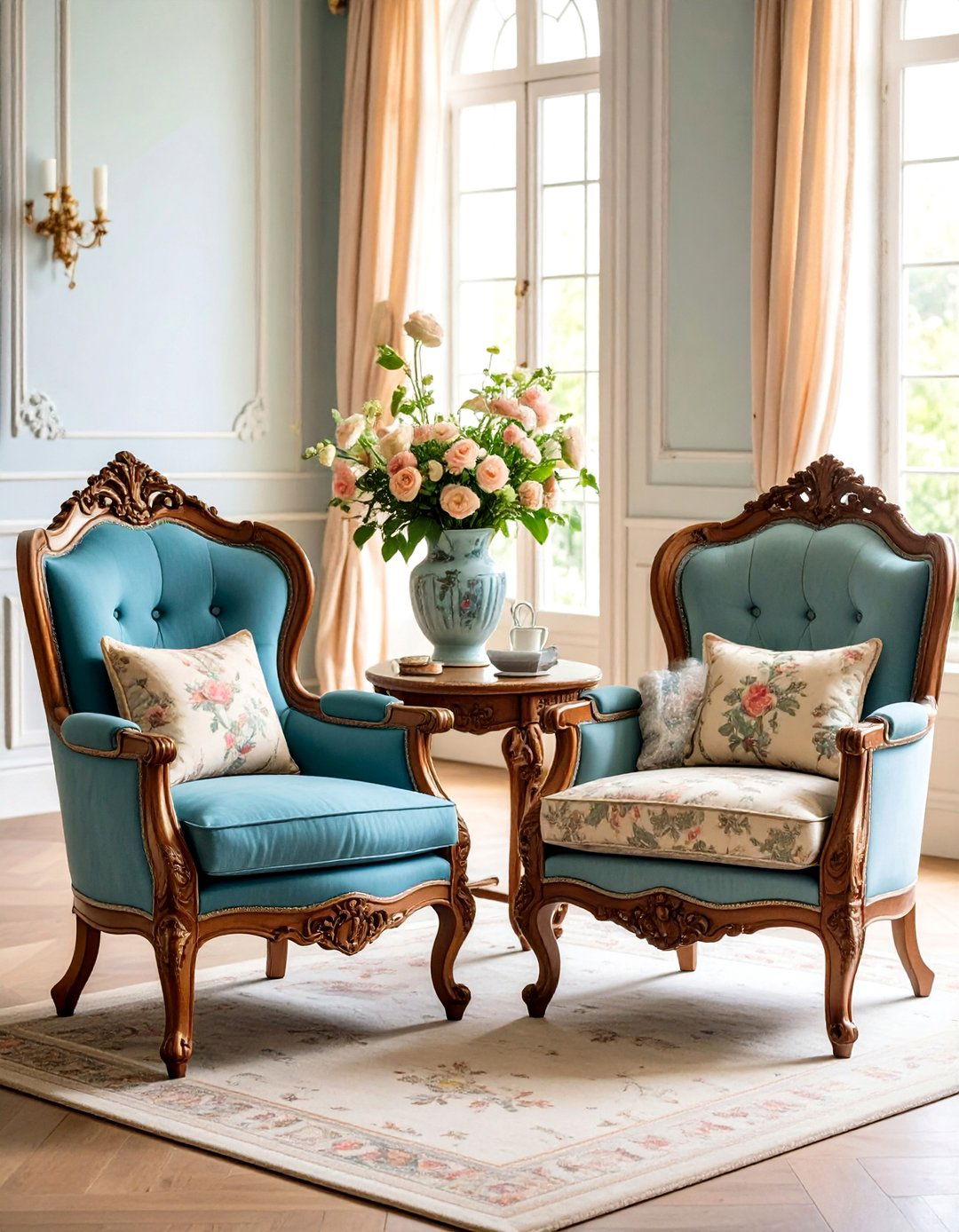 Vintage Bergere Chairs in Front of Fireplace - 20 Chairs in Front of Fireplace Ideas