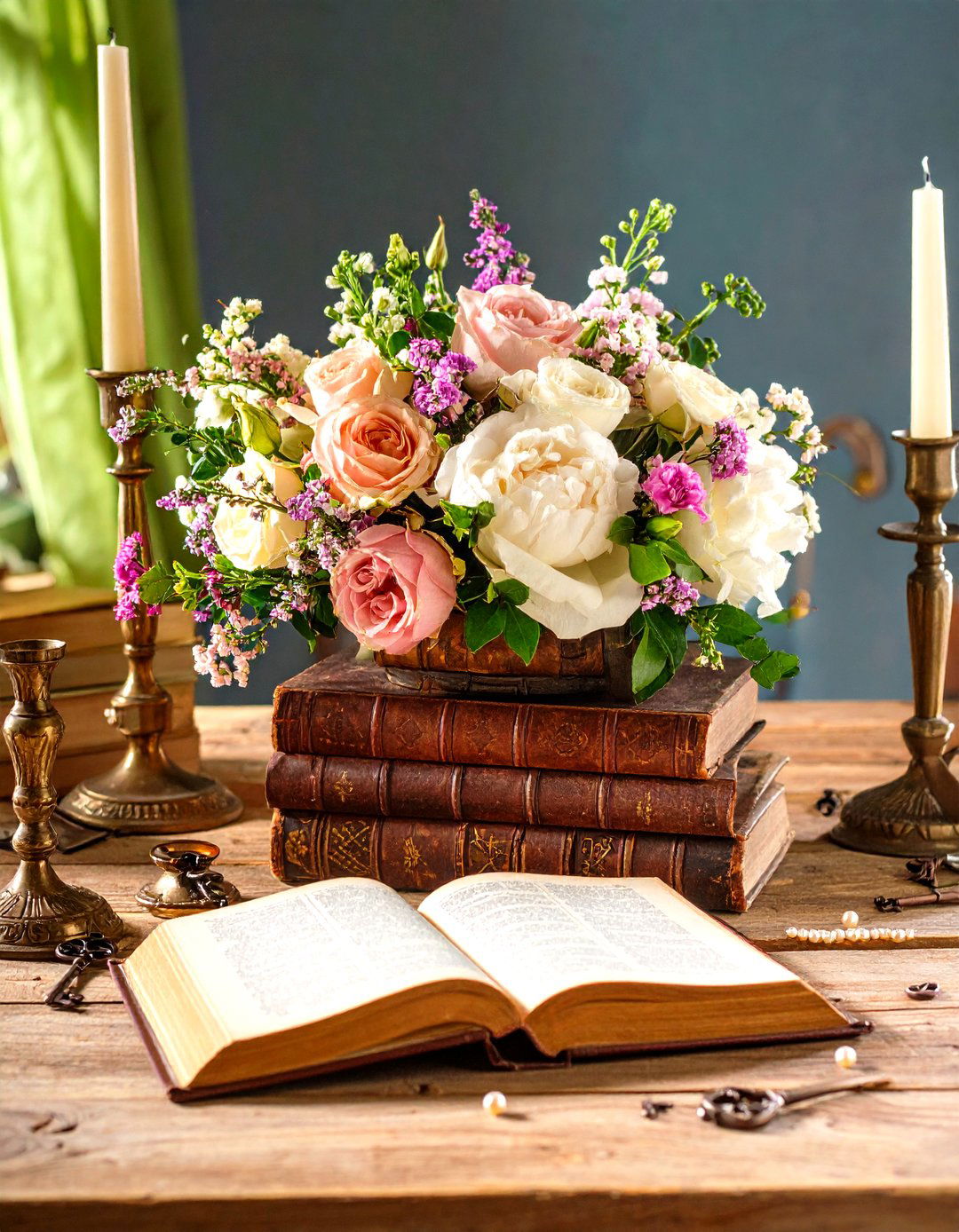 Vintage Book Wedding Centerpiece with Literary Romance - 20 Wedding Centerpiece Ideas