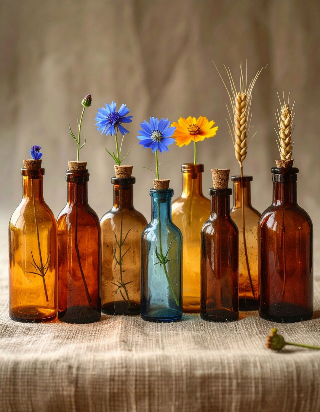 Vintage Bottle Mix and Match Flower Centerpiece - 20 Flower Centerpiece Ideas