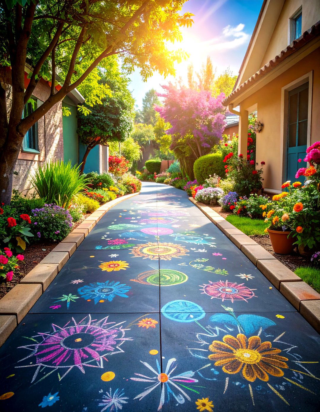 Vintage Chalkboard Style Concrete Walkway Painting - 20 Concrete Walkway Painting Ideas