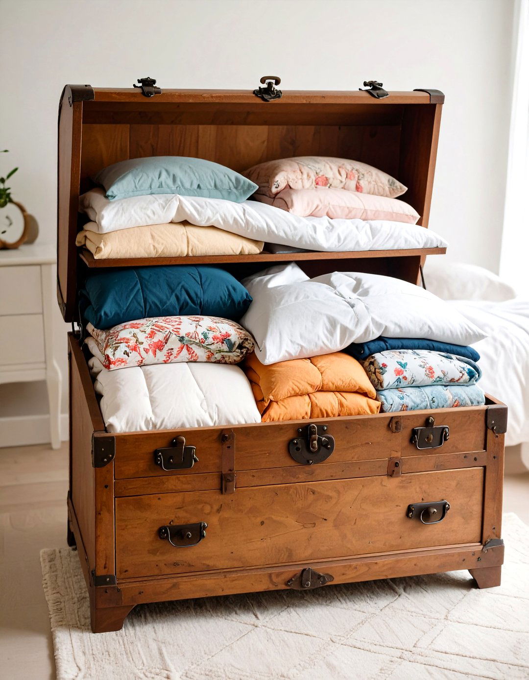 Vintage Chest Comforter Storage - 20 Comforter Storage Ideas