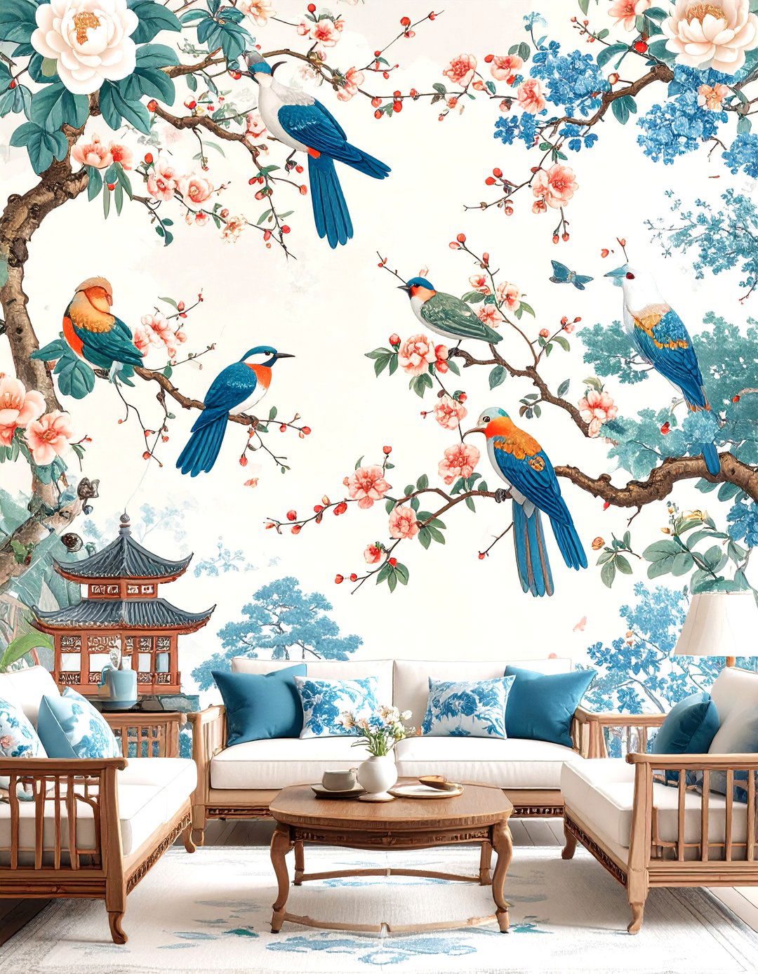 Vintage Chinoiserie Living Room Wallpaper - 20 Living Room Wallpaper Ideas