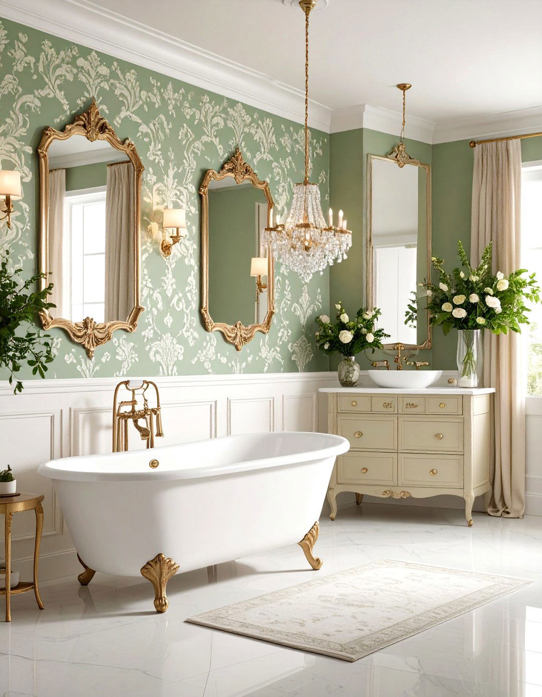 Vintage Damask Powder Room Wallpaper - 20 Powder Room Wallpaper Ideas