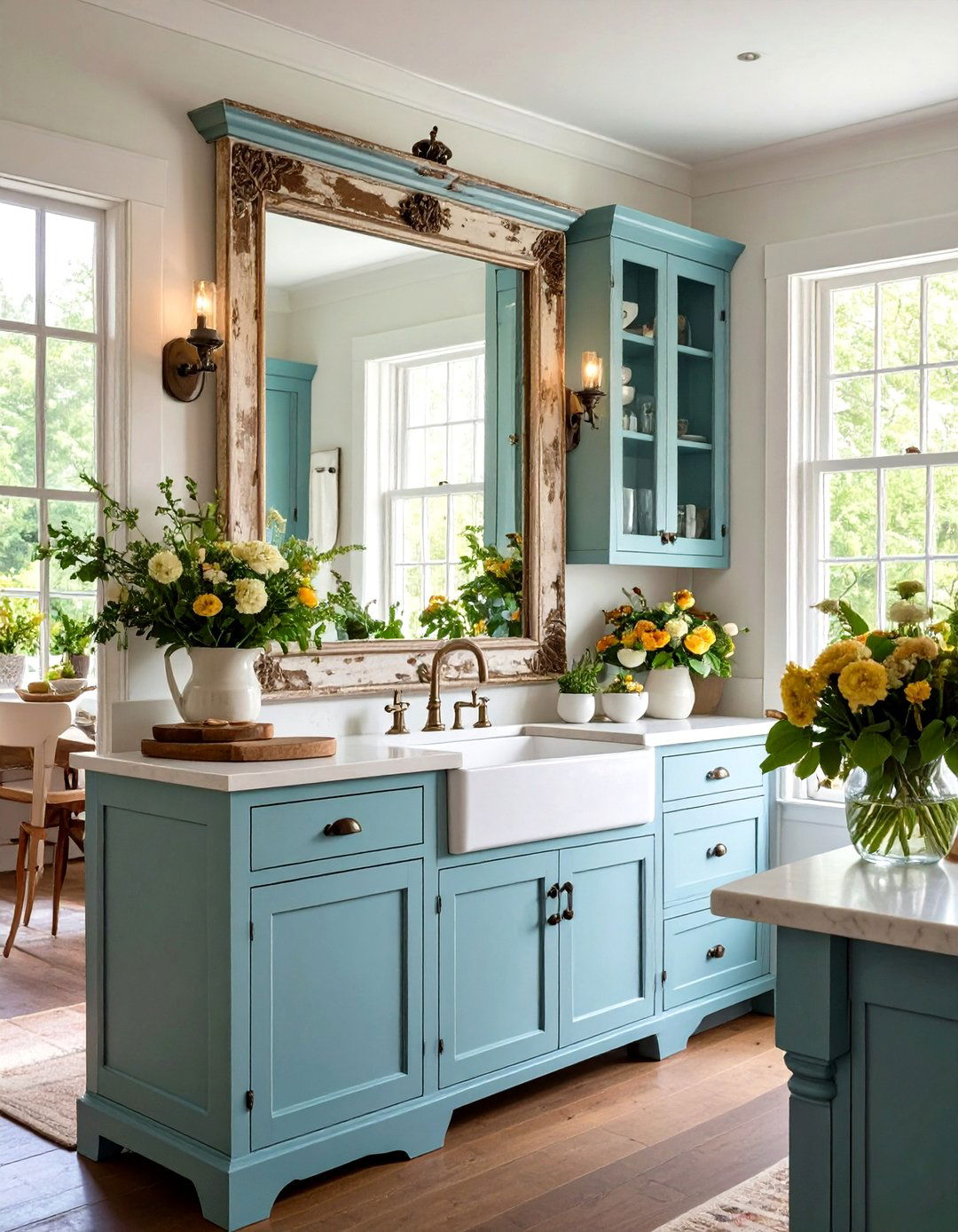 Vintage Distressed Mirror Painting with Weathered Patina - 20 Mirror Painting Ideas