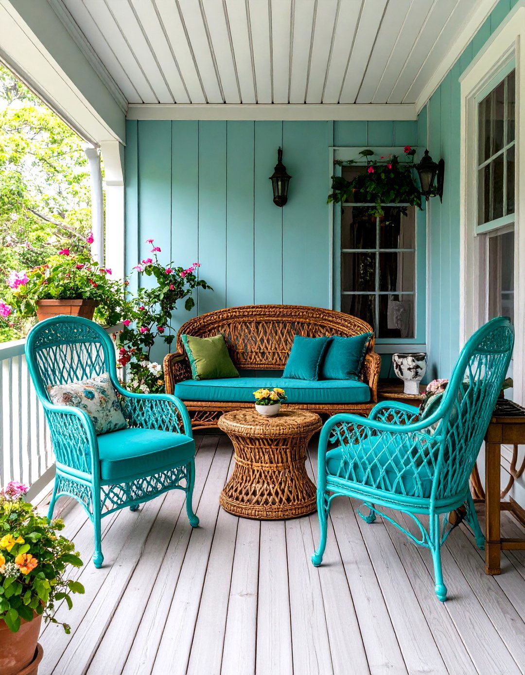 Vintage Eclectic Porch Furniture for a Boho House Exterior - 20 Boho House Exterior Ideas